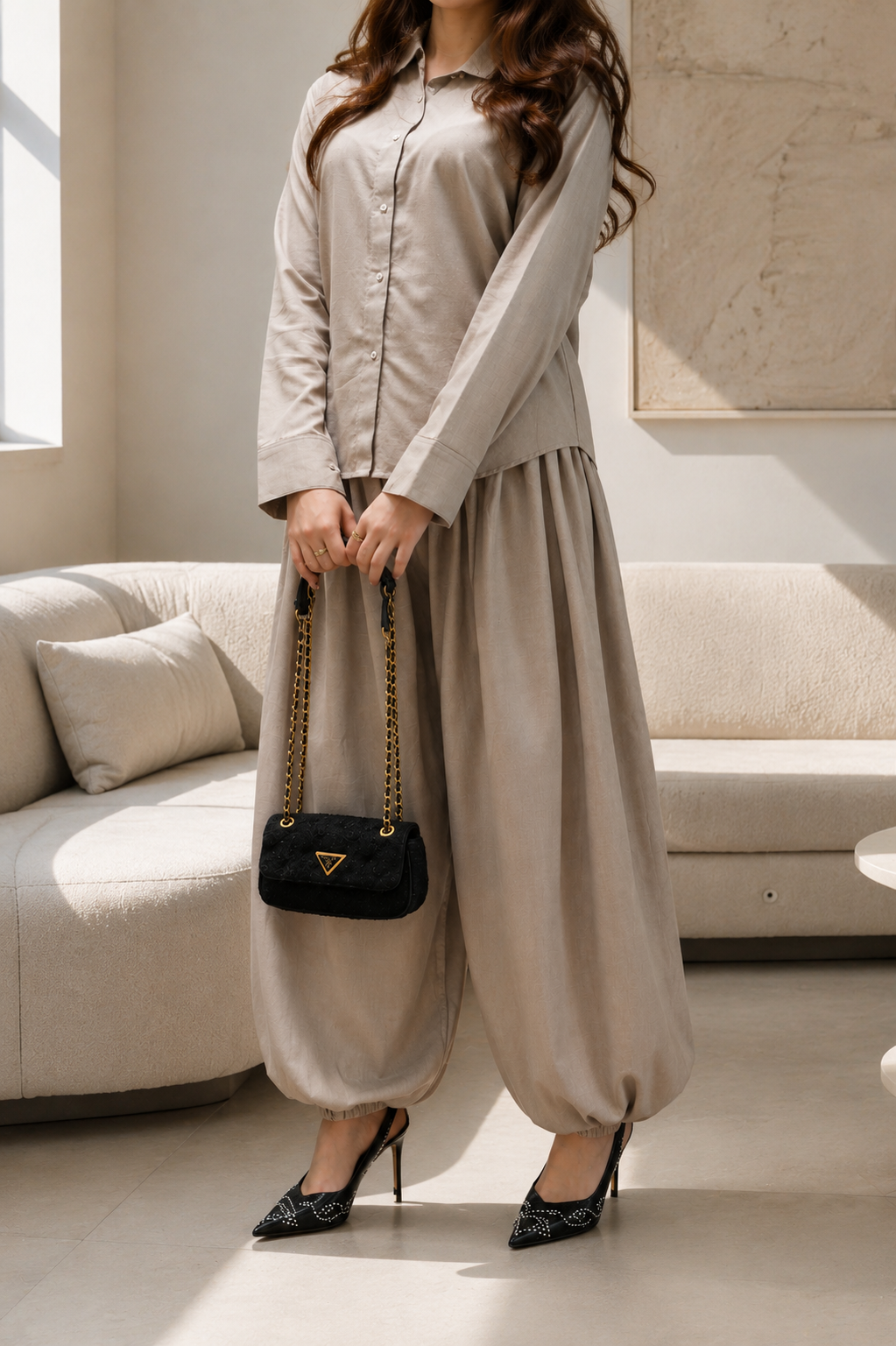 Sable Luxe Shirt & Balloon Pant Set
