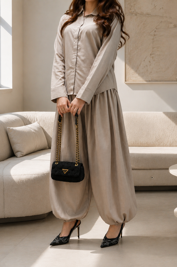 Sable Luxe Shirt & Balloon Pant Set