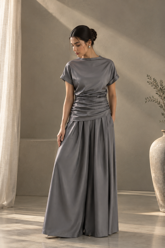 Silver Mist Ruched Co-Ord Set