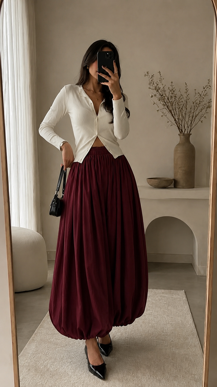 Burgundy Balloon Pant