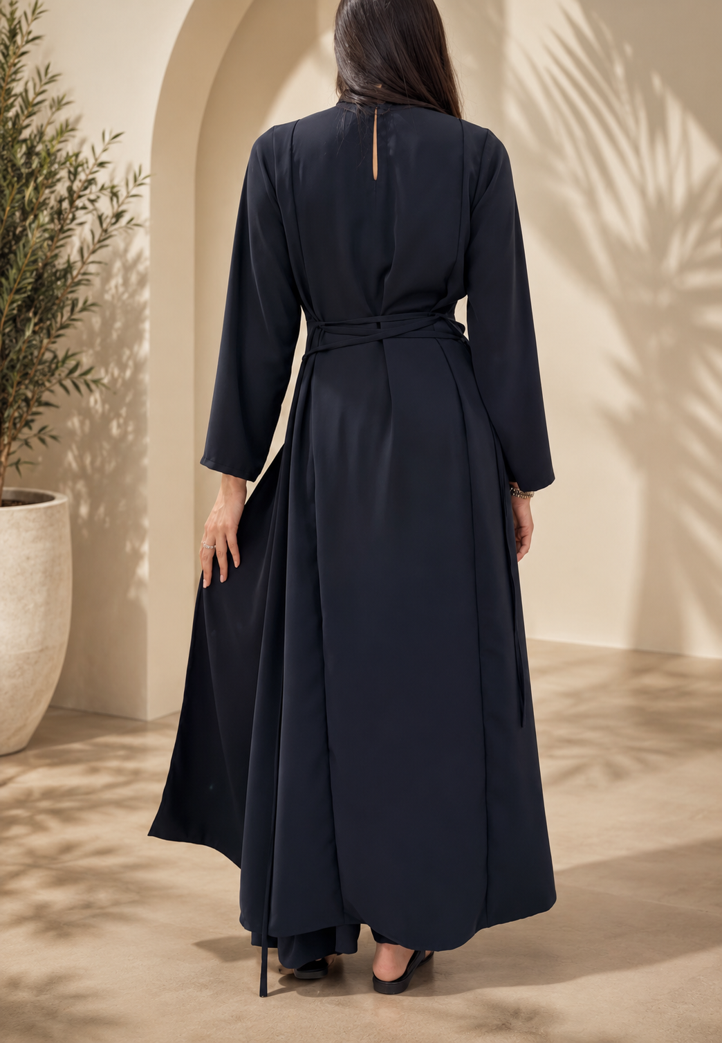 Noir Élan — Black Butter Georgette Dress