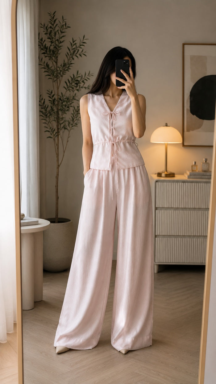 Blush Élégance Tie-Front Co-Ord Set